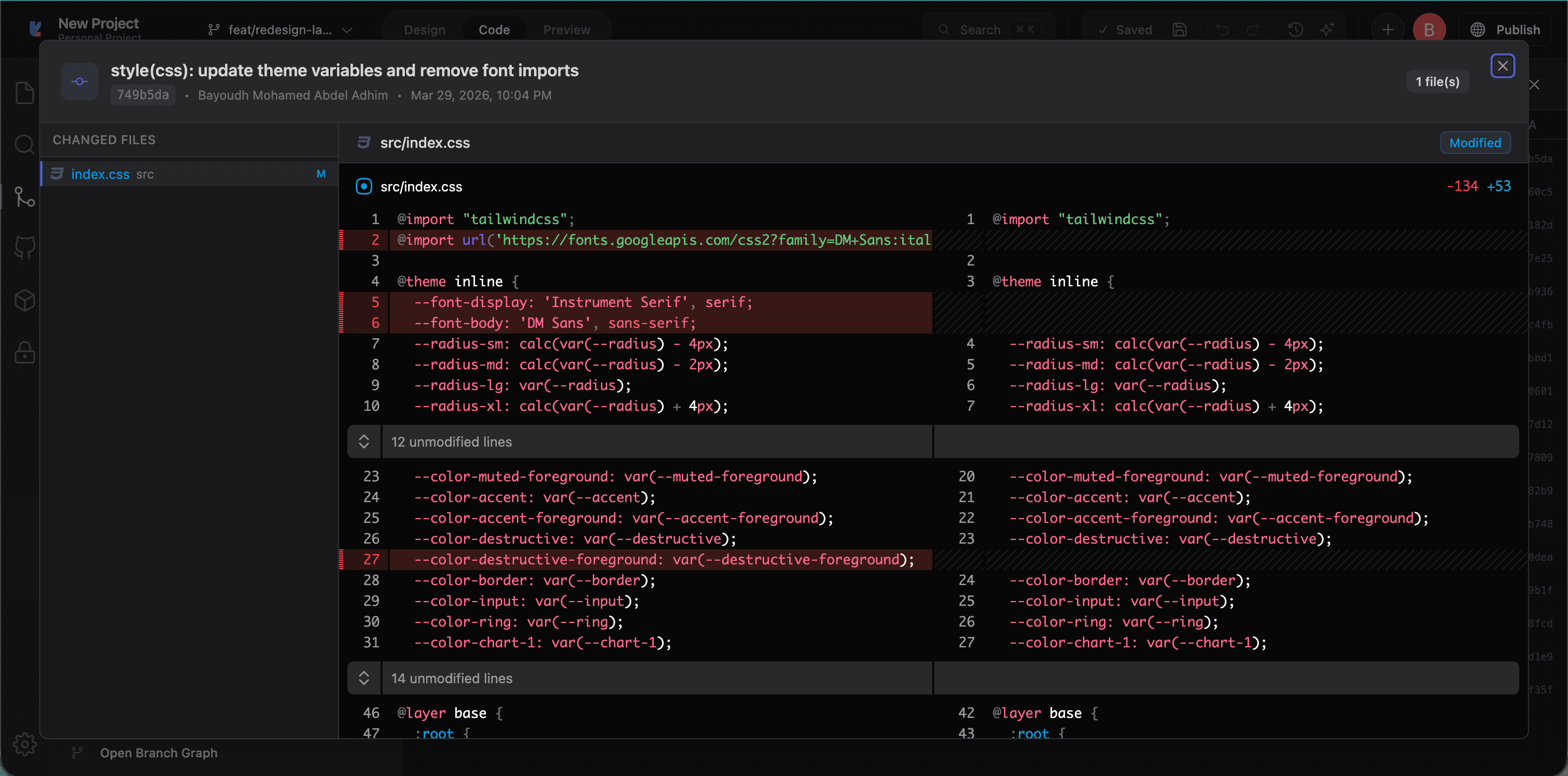 Inline diff viewer