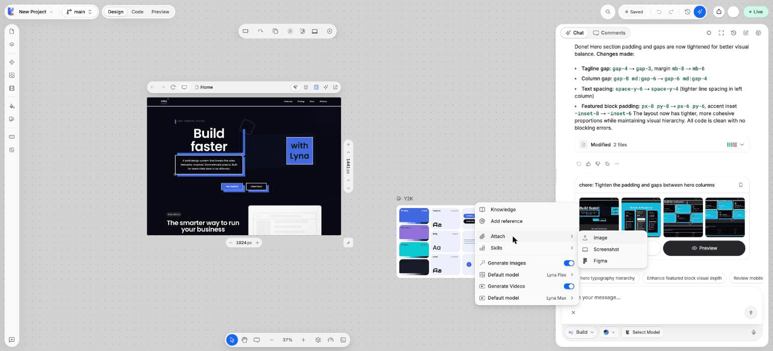 The composer + menu open on the attach options: image, screenshot and Figma.