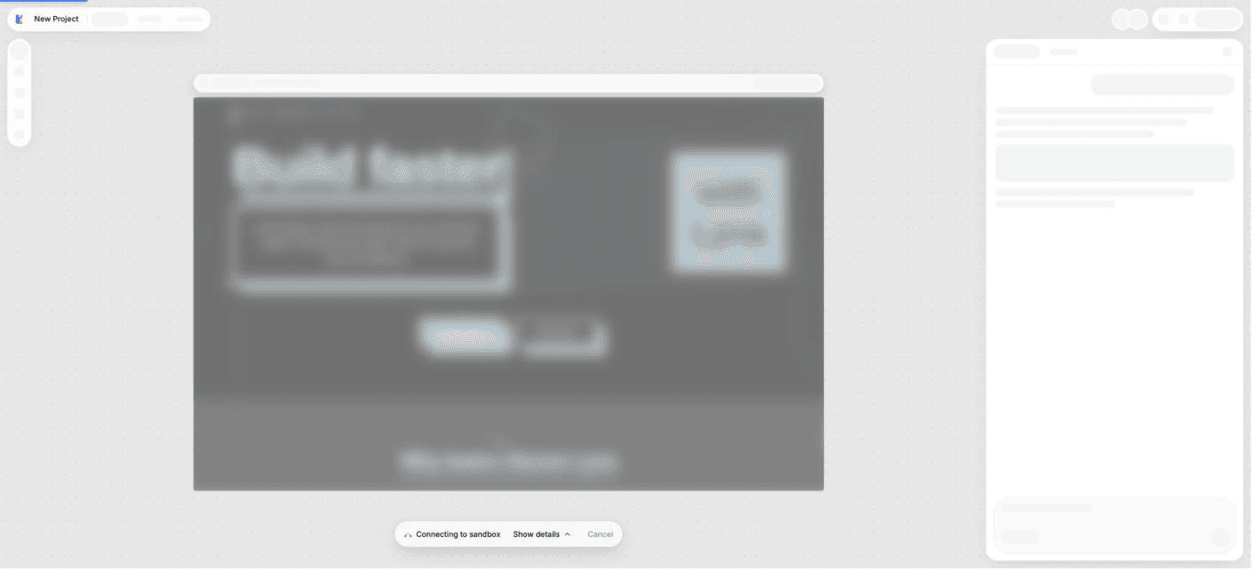 The project loading screen while the sandbox starts.